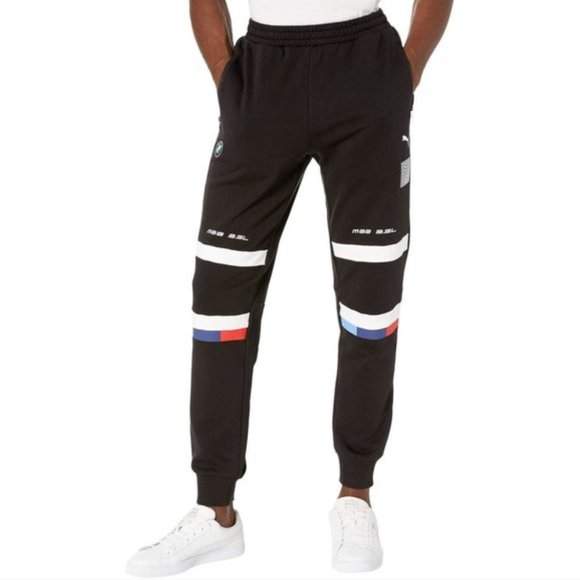 NWT Mens Puma BMW Motorsport 100% Cotton Black Athletic Sweat Pants Size L - Picture 2 of 14